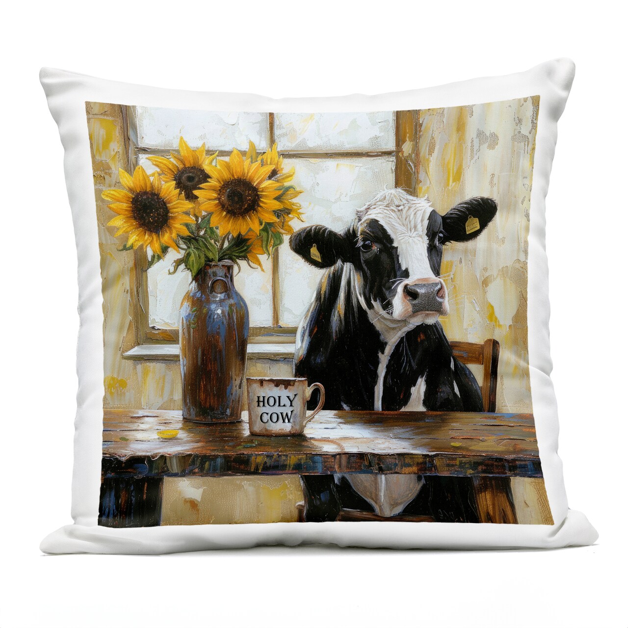 Stupell Industries Holy Cow Rustic Farm Table Outdoor Printed Pillow, design by Tina LeCour, 18 x 7 x 18